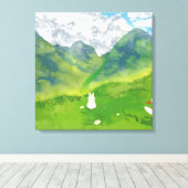 マウンテンビューの可愛いバニー キャンバスプリント (インサイチュ (ウッドフロア))
