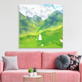 マウンテンビューの可愛いバニー キャンバスプリント