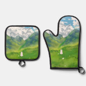 マウンテンビューの可愛いバニー 鍋つかみ&鍋敷きセット (正面)