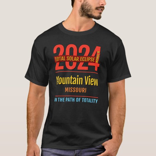 マウンテンビューミズーリ太陽のトタルEclipse 2024 4 Tシャツ (正面)