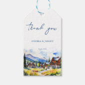 マウンテンビレッジコロラド夏の風景結婚の数 ギフトタグ (正面)