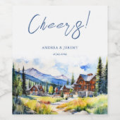 マウンテンビレッジコロラド夏の風景結婚の数 ワインラベル (シングルラベル)