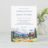 マウンテンビレッジコロラド夏の風景結婚の数 招待状 (スタンド正面)