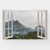 マウンテンフェイクウィンドウホームオフィスウォールデコール 横断幕 (横)