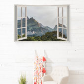 マウンテンフェイクウィンドウホームオフィスウォールデコール 横断幕 (インサイチュ)