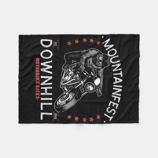 マウンテンフェストダウンヒルモーターバイクレースグラフィックモーター フリースブランケット (正面(横))