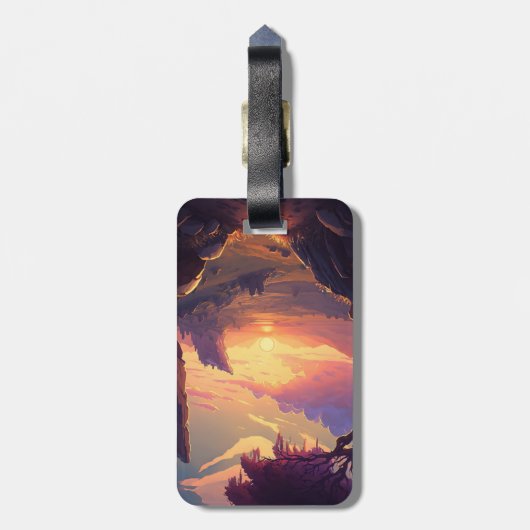 マウンテンフォトサンセット自然旅行用品 ラゲッジタグ (裏面縦)