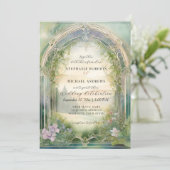 マウンテンフォレストウッドランドファンタジーエレガントな結婚式 招待状 (スタンド正面)