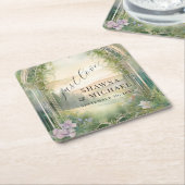 マウンテンフォレストウッドランドJust Loveエレガントな結婚式 スクエアペーパーコースター (アングル)