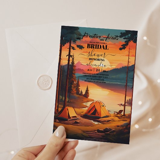 マウンテンフォレストエレガント素朴ブライダルシャワー 招待状