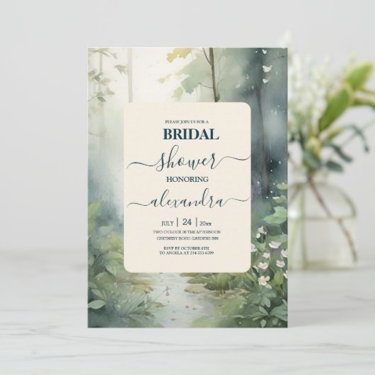 マウンテンフォレストエレガント素朴ブライダルシャワー 招待状 (スタンド正面)
