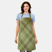 マウンテンフォレストオリーブグリーンプレイド エプロン (着用した状態)