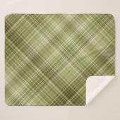 マウンテンフォレストオリーブグリーンプレイド シェルパブランケット (正面(横))