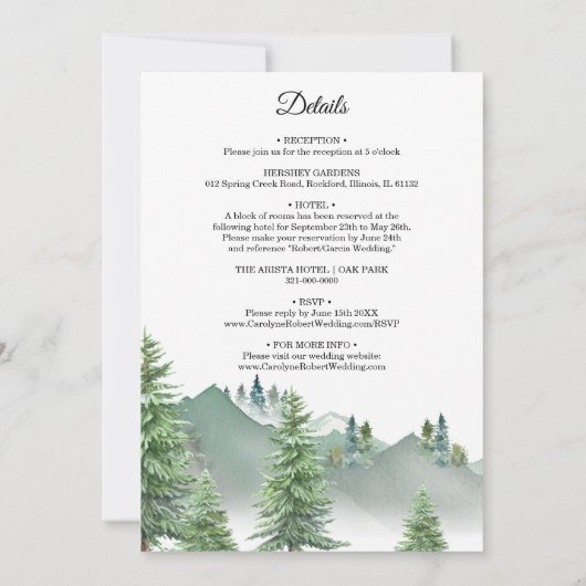 マウンテンフォレストオールインワン結婚式招待状 招待状 (裏面)