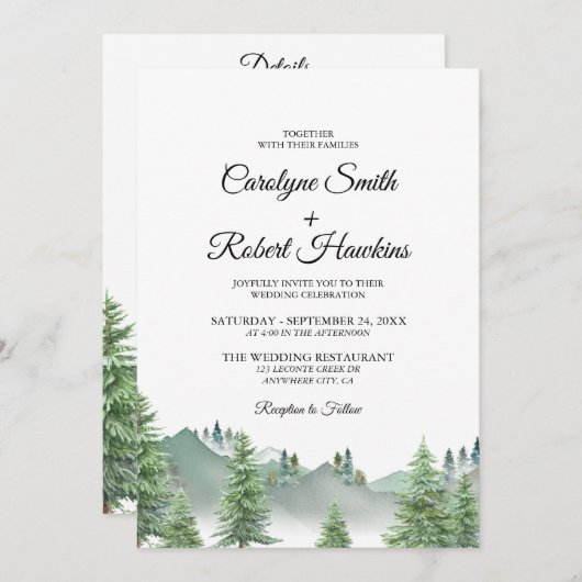 マウンテンフォレストオールインワン結婚式招待状 招待状 (正面/裏面)