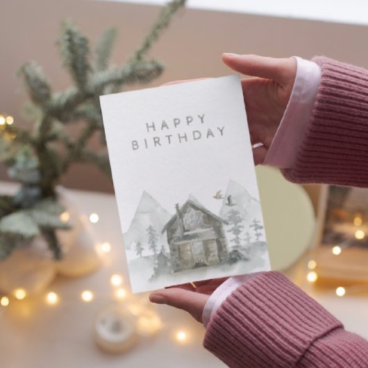 マウンテンフォレストキャビンハッピーバースデーfor Him カード
