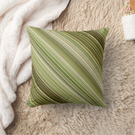 マウンテンフォレストグリーンと茶色のストライプとプレイド クッション