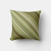 マウンテンフォレストグリーンと茶色のストライプとプレイド クッション (正面)