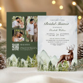 マウンテンフォレストディアーQRコードフォトブライダルシャワー 招待状