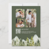 マウンテンフォレストディアーQRコードフォトブライダルシャワー 招待状 (裏面)