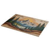 マウンテンフォレストパーソナライズされたファミリーガラス カッティングボード (角)