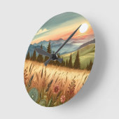 マウンテンフォレストヒルズカントリー自然iPhoneケース ラウンド壁時計 (傾斜)