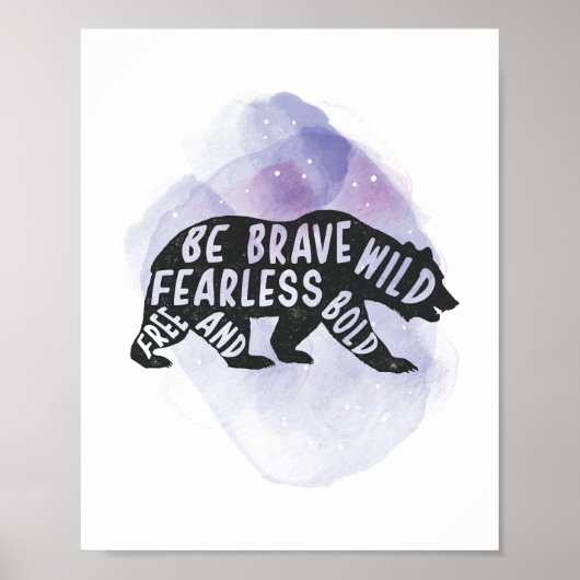 マウンテンフォレストベアーラバーシルエット ポスター (正面)