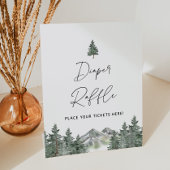 マウンテンフォレストベビーシャワーおむつラッフルチケット 台座サイン