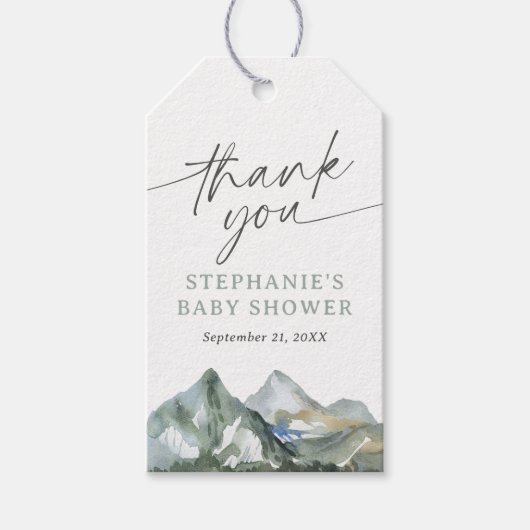 マウンテンフォレストベビーシャワーメッセージカード ギフトタグ (正面)