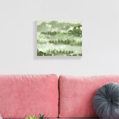 マウンテンフォレストレイクランドスケープ混合メディア キャンバスプリント (インサイチュ (リビング))