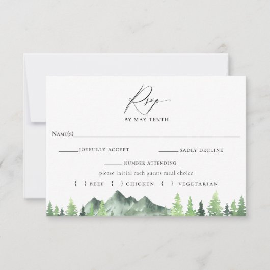 マウンテンフォレスト結婚式のRSVPと食事選択カード 出欠カード (正面)