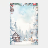 マウンテンフォレスト雪のログキャビンクリスマス ポストイット (正面)
