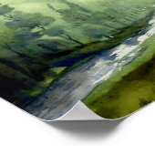 マウンテンフォレスト – 水彩オン紙絵画ズ ポスター (角)