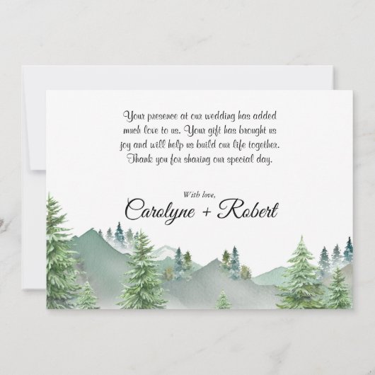 マウンテンフォレ結婚ストサンキューカード サンキューカード (裏面)