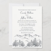 マウンテンフォレ結婚スト白黒カントリー素朴 招待状 (正面)