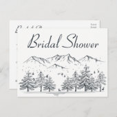 マウンテンブライダルシャワー自然ツリーズカントリー素朴 インビテーションポストカード (正面/裏面)