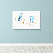 マウンテンブルーバードオン桜ブランチ キャンバスプリント (インサイチュ (ウッドフロア))