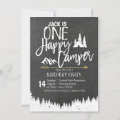 マウンテンベアフォレストキャンピング誕生日パーティキャンパー 招待状 (正面)