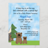 マウンテンベアーベビーベビーシャワー招待状for Boys 招待状 (正面/裏面)