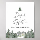 マウンテンベビーシャワーおむつラッフルチケット標識 ポスター (正面)