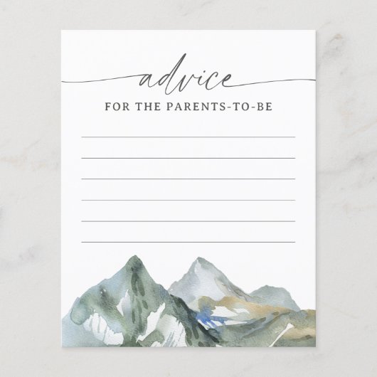 マウンテンベビーシャワーアドバイスカード (正面)