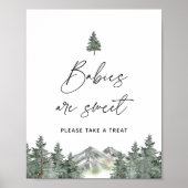 マウンテンベビーシャワーベビーは甘いトリートサイン ポスター (正面)