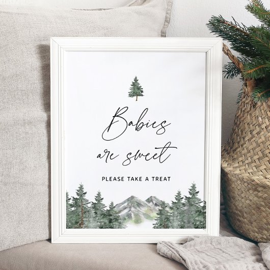 マウンテンベビーシャワーベビーは甘いトリートサイン ポスター