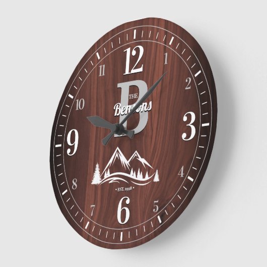マウンテンホームファミリー名 ラージ壁時計 (傾斜)