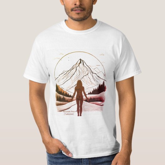 マウンテンポーズヨガブラウングラデーション Tシャツ (正面)