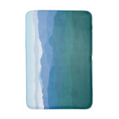 マウンテンマウンテンビューグリーンブルー図解入りの、写真付きの バスマット (正面縦)