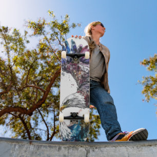 マウンテンマジェスティイーグル水彩画 スケートボード