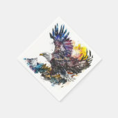 マウンテンマジェスティイーグル水彩画 スタンダードカクテルナプキン (角)