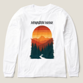 マウンテンママ レトロサンセット 森 グラフィック トライブレンドTシャツ