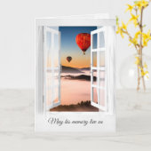 マウンテンミストの熱気球悔やみや弔慰 カード (黄色い花)